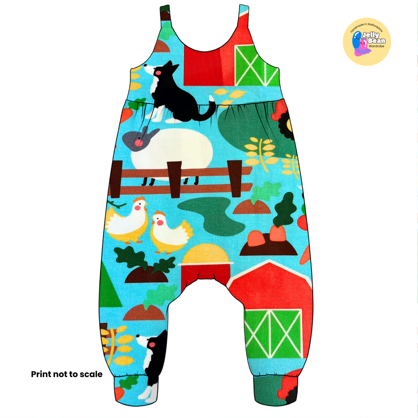 Farm yard Bright  - Jersey perfect for kids clothing - children's dresses, rompers, leggings, T-shirts, Flares
