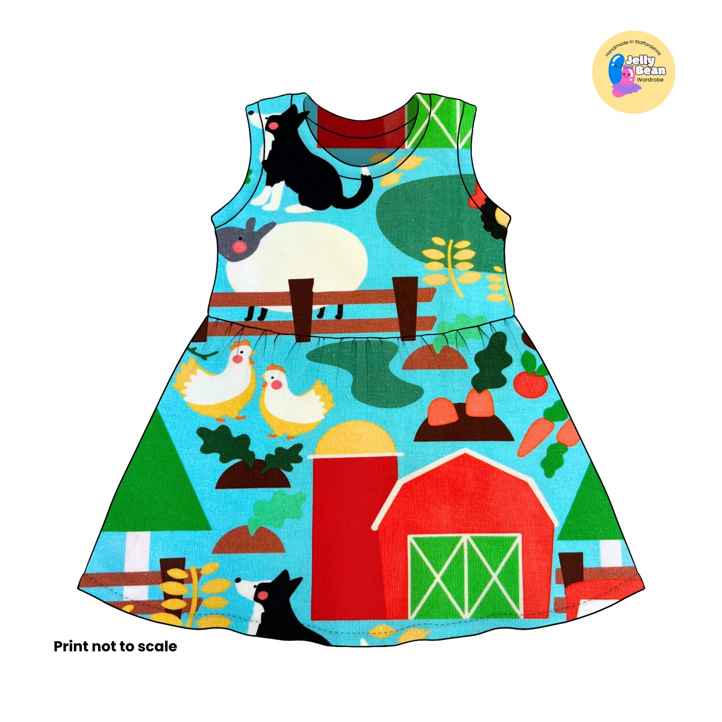 Farm yard Bright  - Jersey perfect for kids clothing - children's dresses, rompers, leggings, T-shirts, Flares