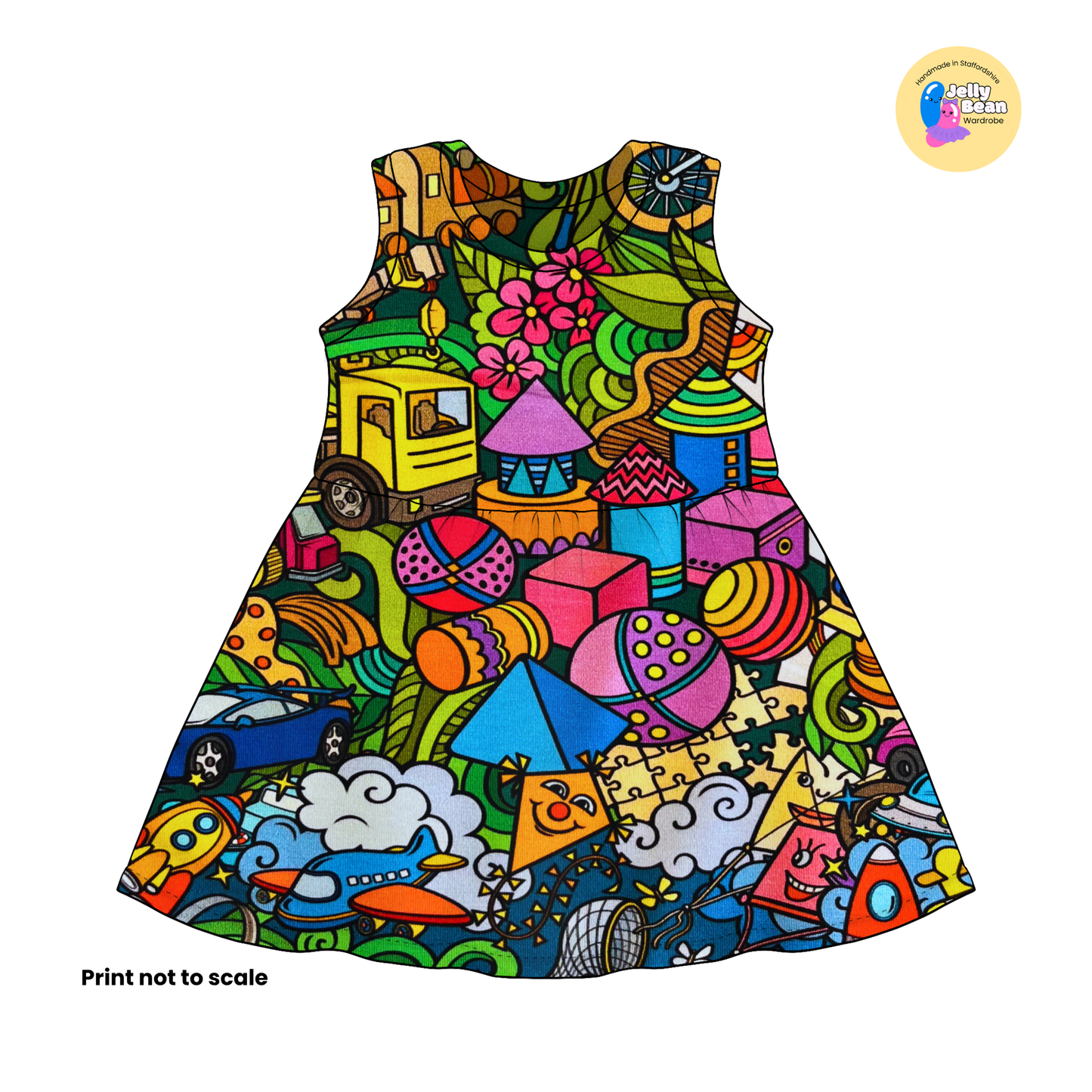 Toy Town - Jersey perfect for kids clothing - dresses, rompers, leggings, T-shirts, Flares