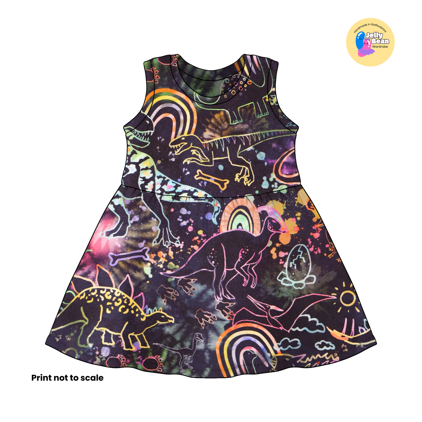 Rainbow dinosaur  - Jersey perfect for kids clothing - children's dresses, rompers, leggings, T-shirts, Flares
