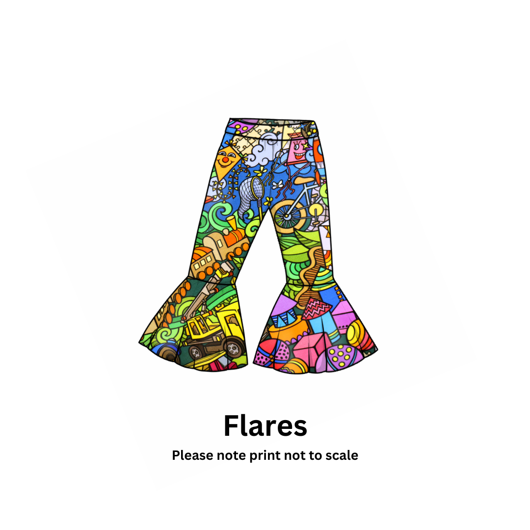 Toy Town - Jersey perfect for kids clothing - dresses, rompers, leggings, T-shirts, Flares