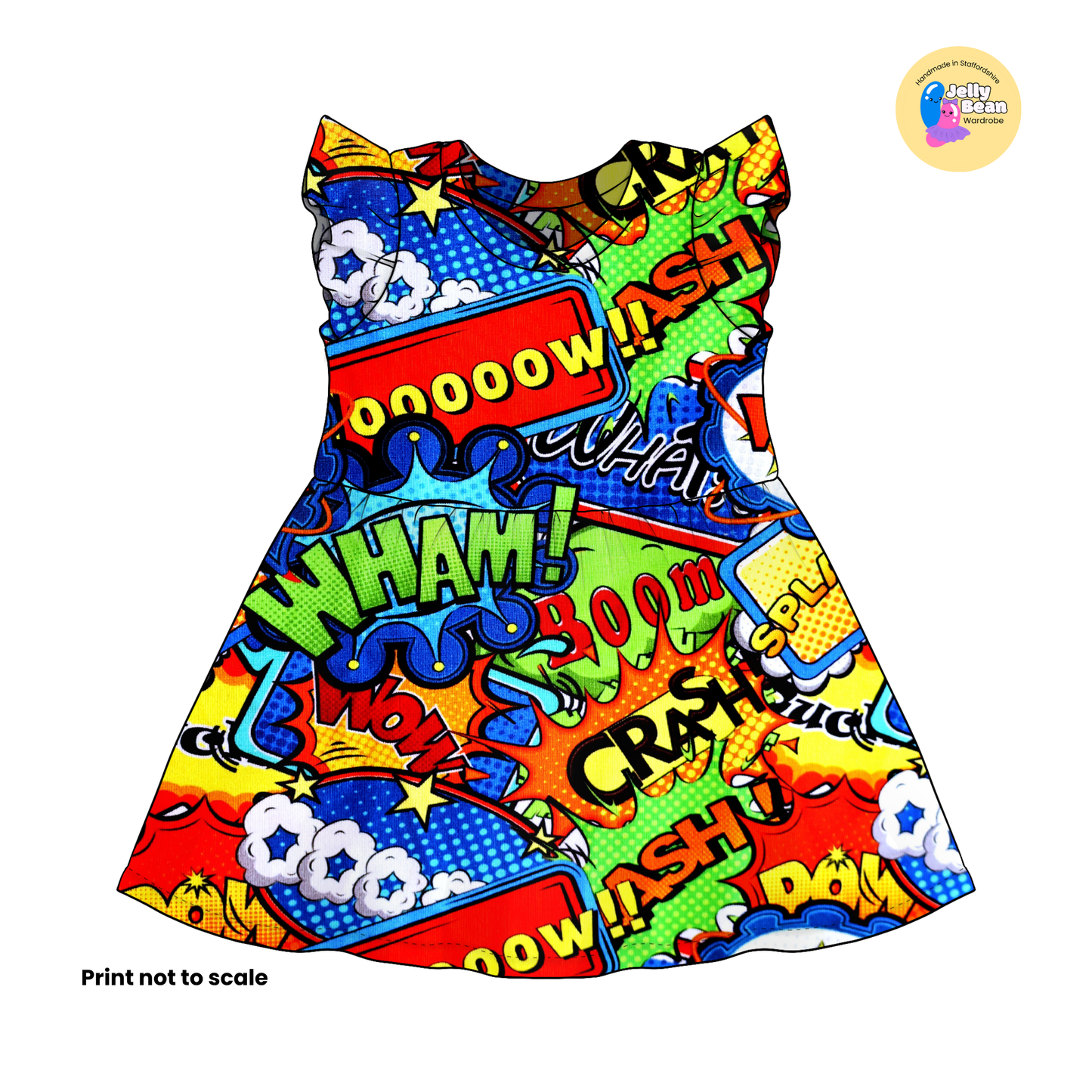 Comic - Jersey perfect for kids clothing - children's dresses, rompers, leggings, T-shirts, Flares