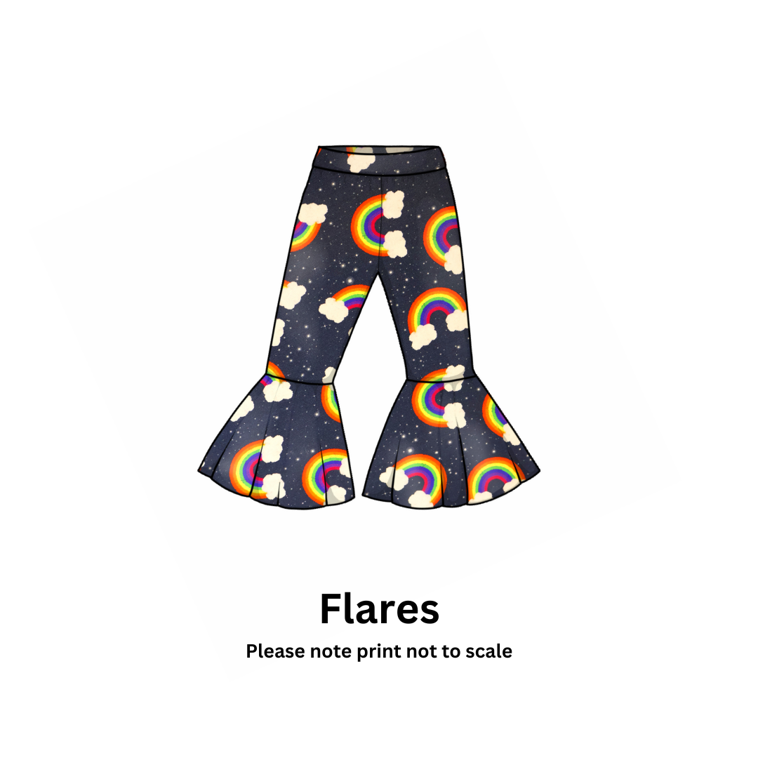 Rainbows - Jersey perfect for kids clothing - dresses, rompers, leggings, T-shirts, Flares