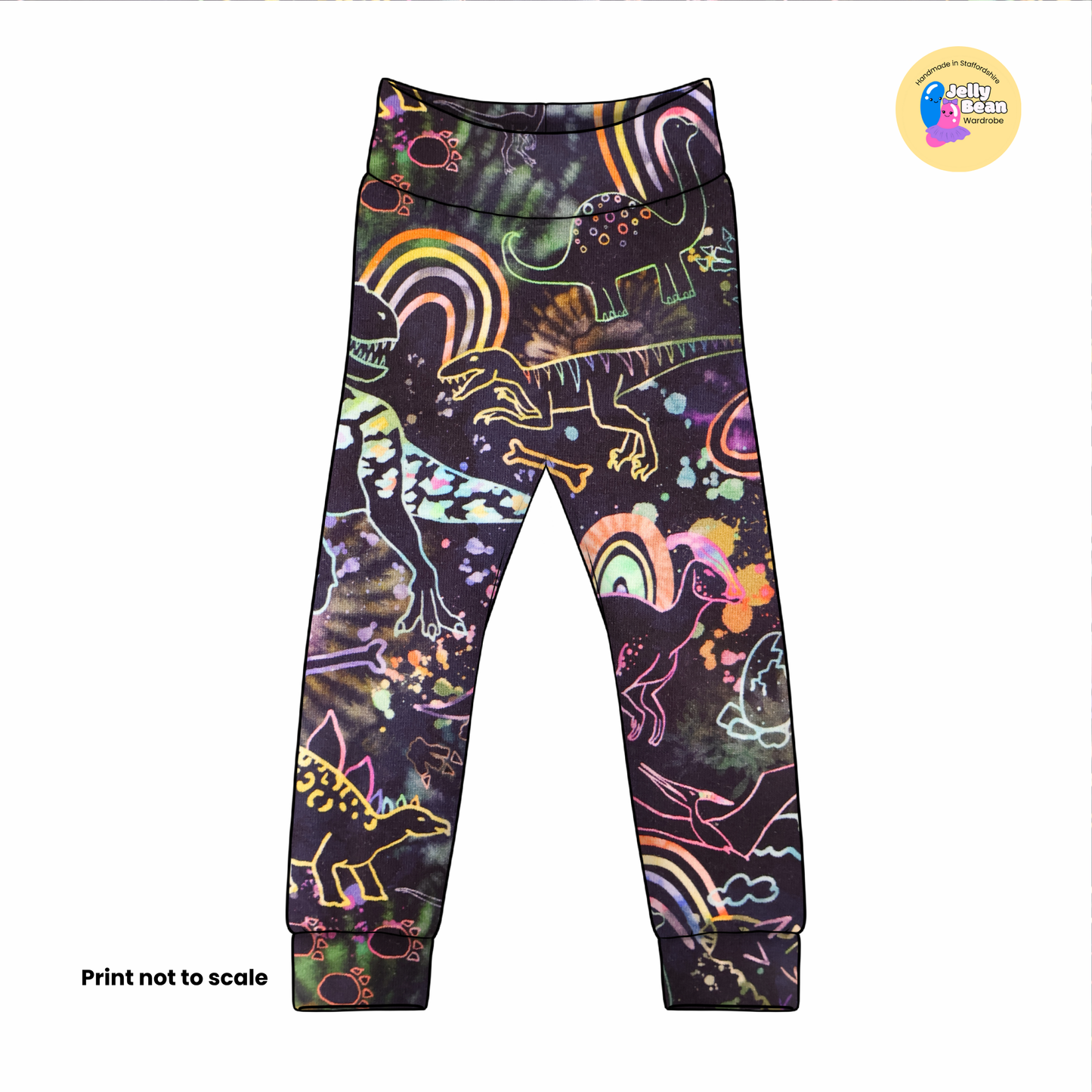 Rainbow dinosaur  - Jersey perfect for kids clothing - children's dresses, rompers, leggings, T-shirts, Flares