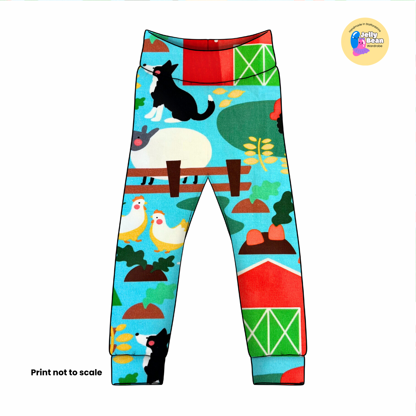 Farm yard Bright  - Jersey perfect for kids clothing - children's dresses, rompers, leggings, T-shirts, Flares