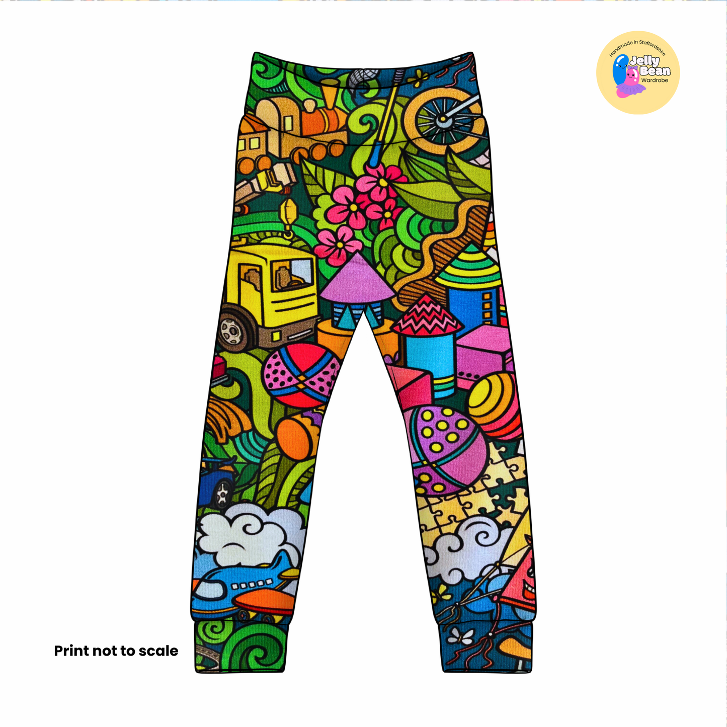 Toy Town - Jersey perfect for kids clothing - dresses, rompers, leggings, T-shirts, Flares