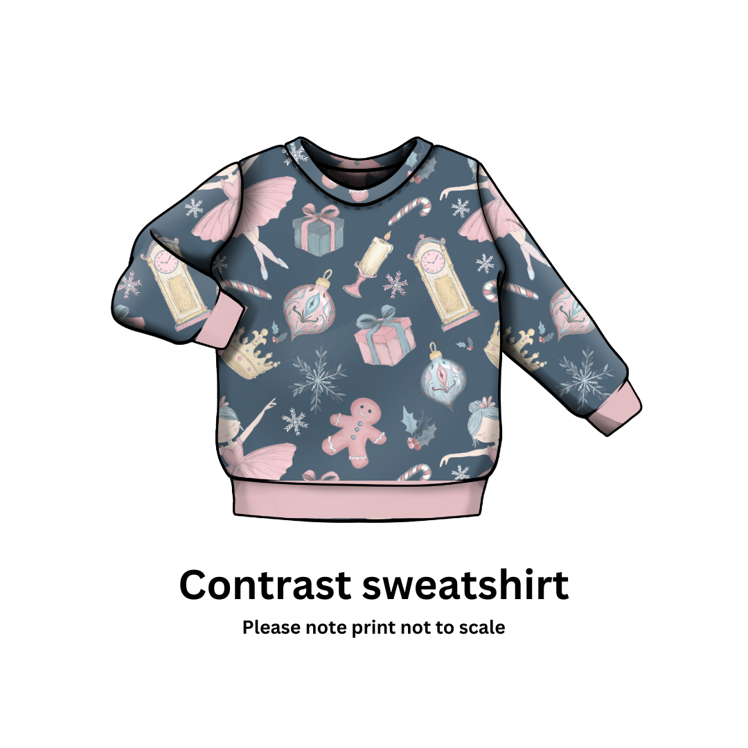Sweatshirt with ballerina festive Christmas pattern