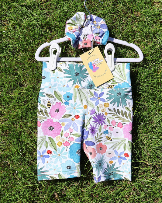 Meadow Whispers Cycle Shorts &amp; Matching Scrunchie Set