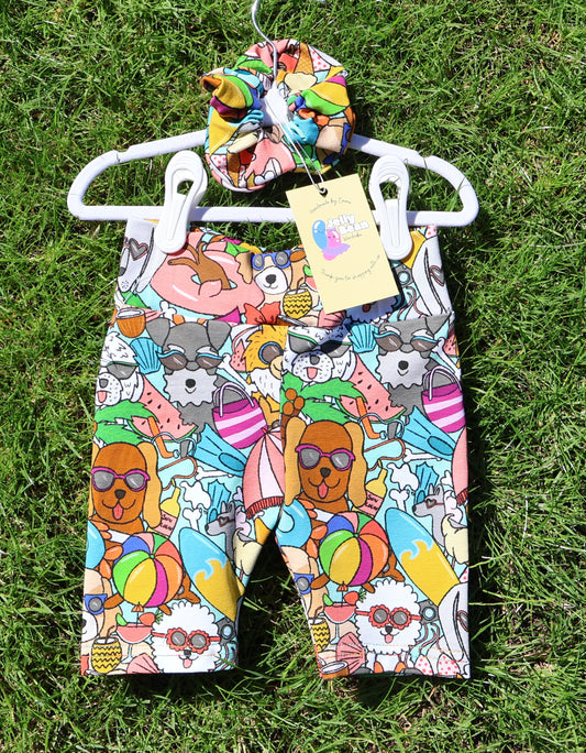 Holiday Dogs Cycle Shorts &amp; Matching Scrunchie Set