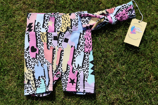 90's Retro Cycle Shorts &amp; Matching Headband Set
