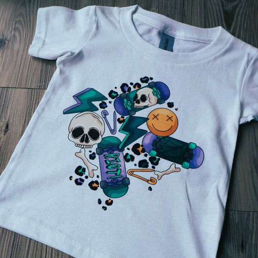 Skate and Skulls Printed White T-shirt 