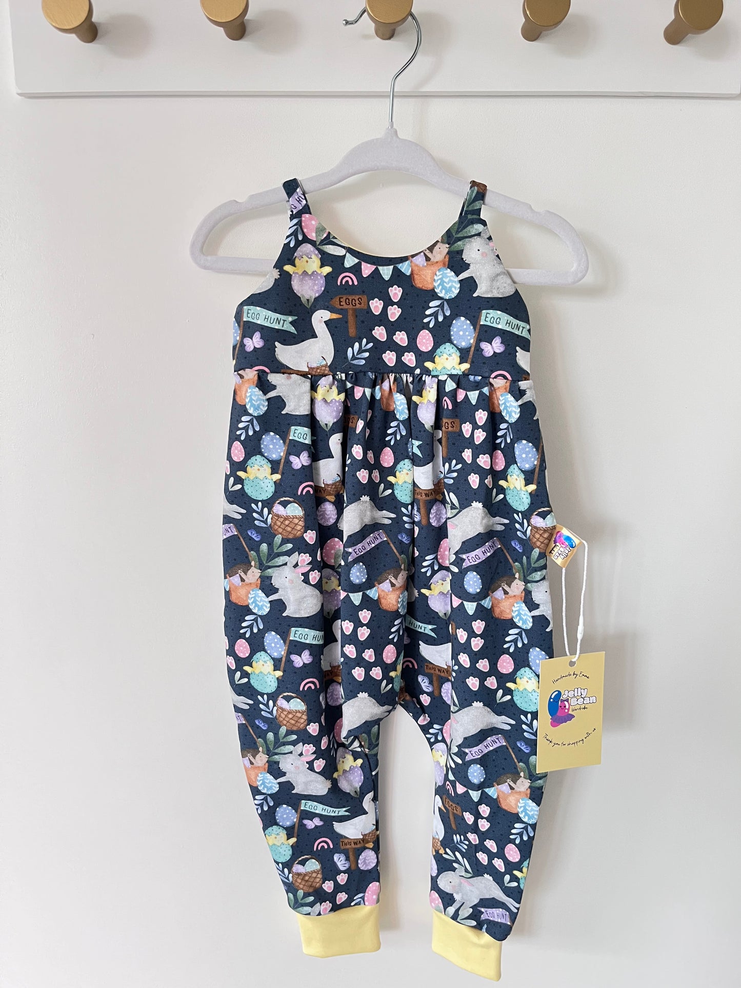 Easter Bunny Baby Romper – Ready to Ship – Handmade UK