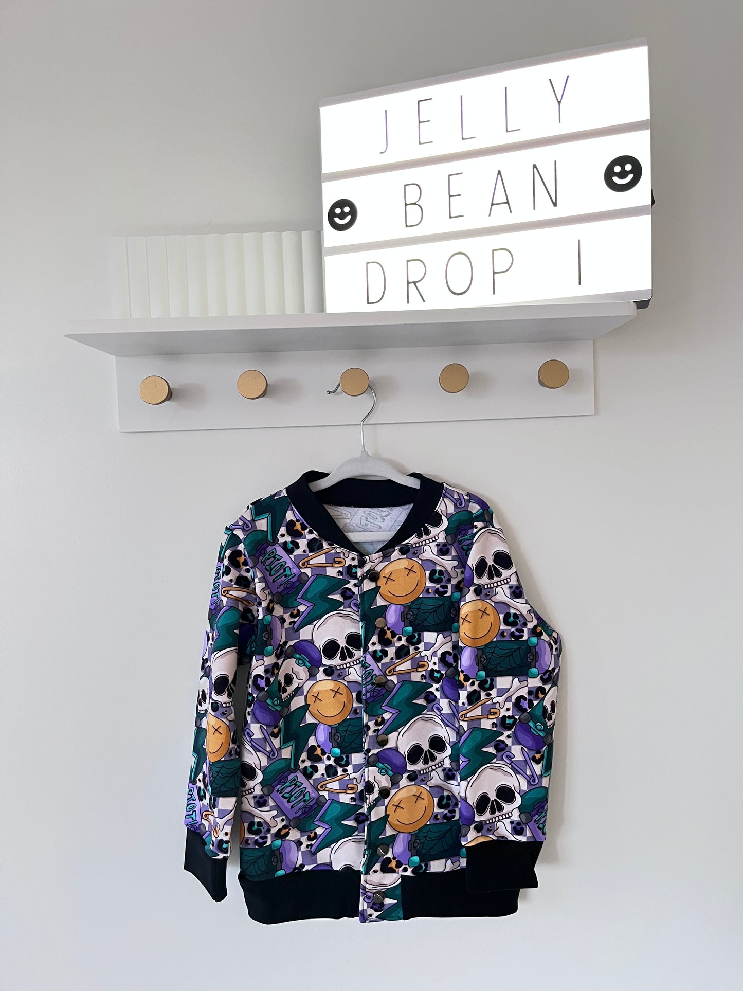 Skater and skull alternative handmade bomber jacket made in the UK 