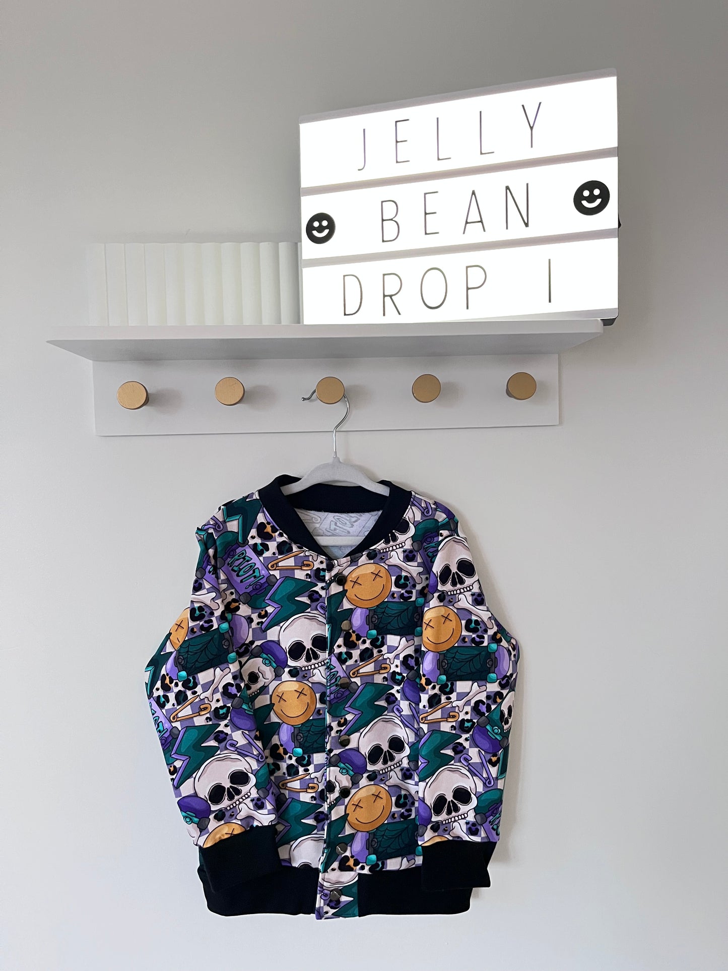 Skater and skull alternative handmade bomber jacket made in the UK 