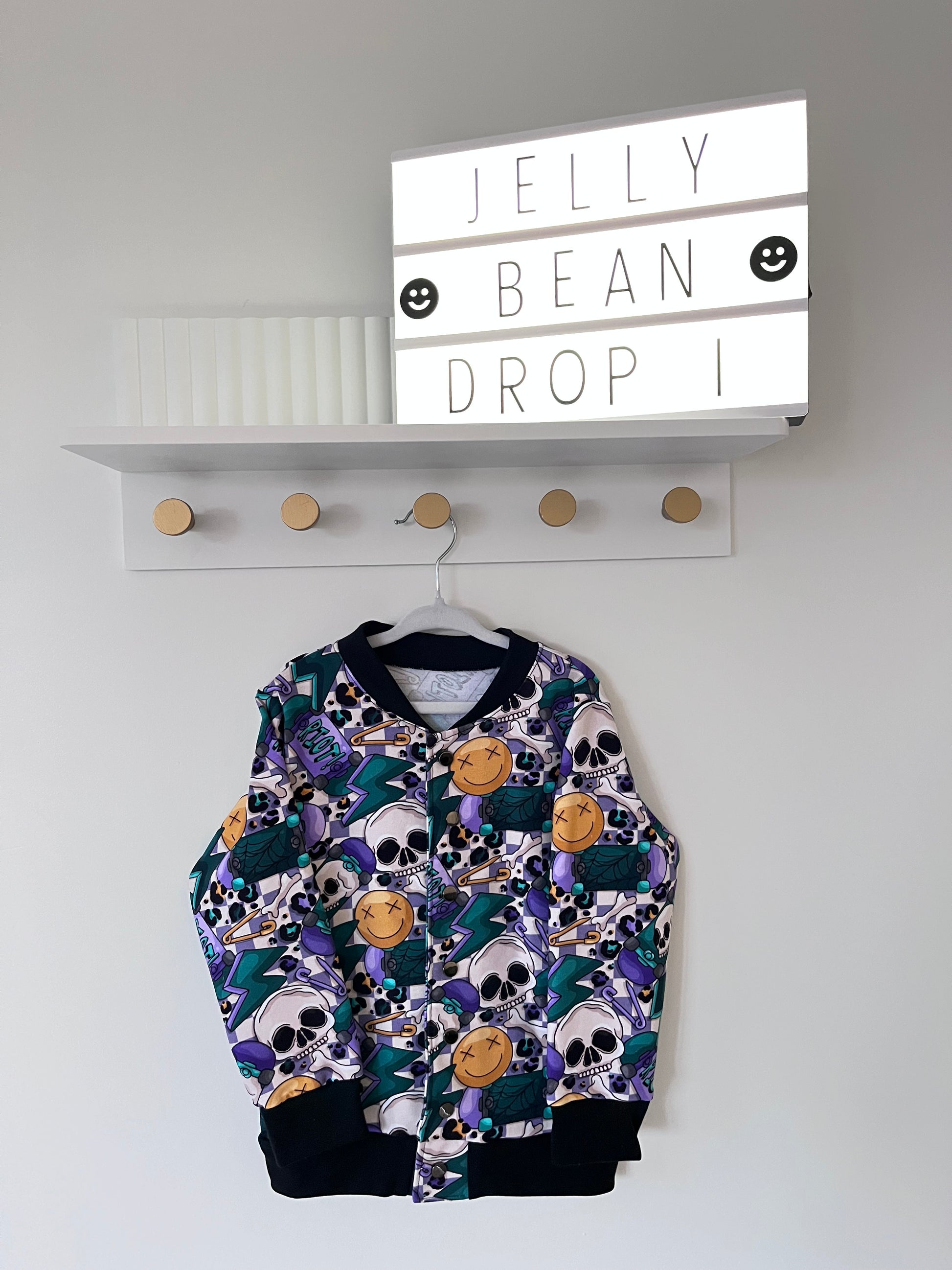 Skater and skull alternative handmade bomber jacket made in the UK 