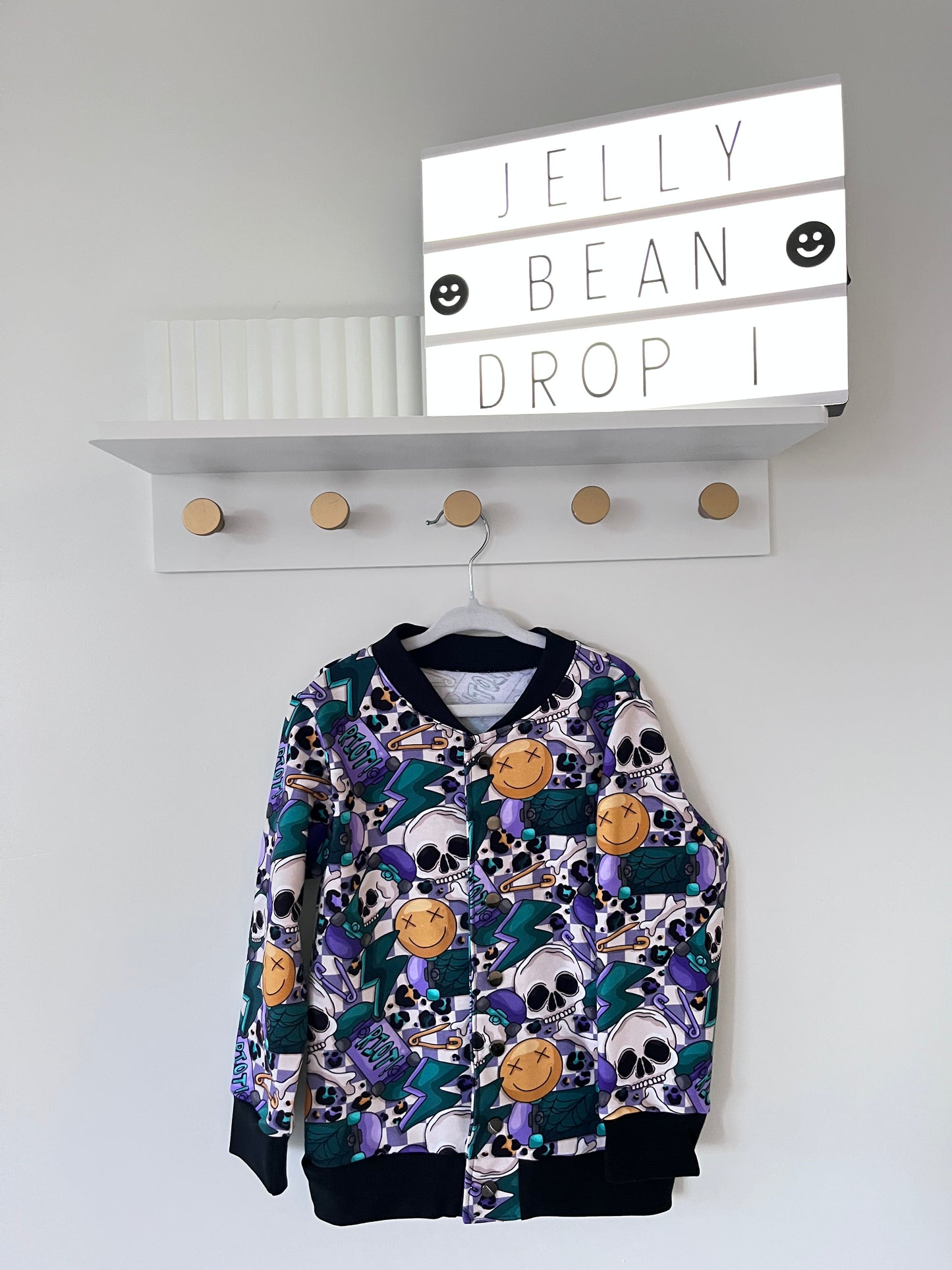 Skater and skull alternative handmade bomber jacket made in the UK 