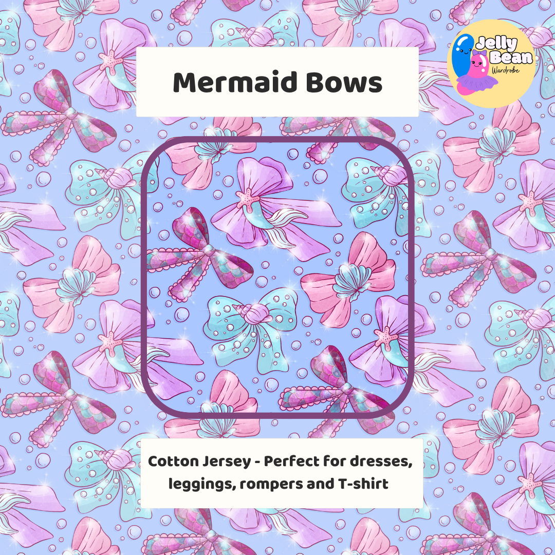 Mermaid Bows Fabric – Handmade Children’s Clothing UK | Made to Order