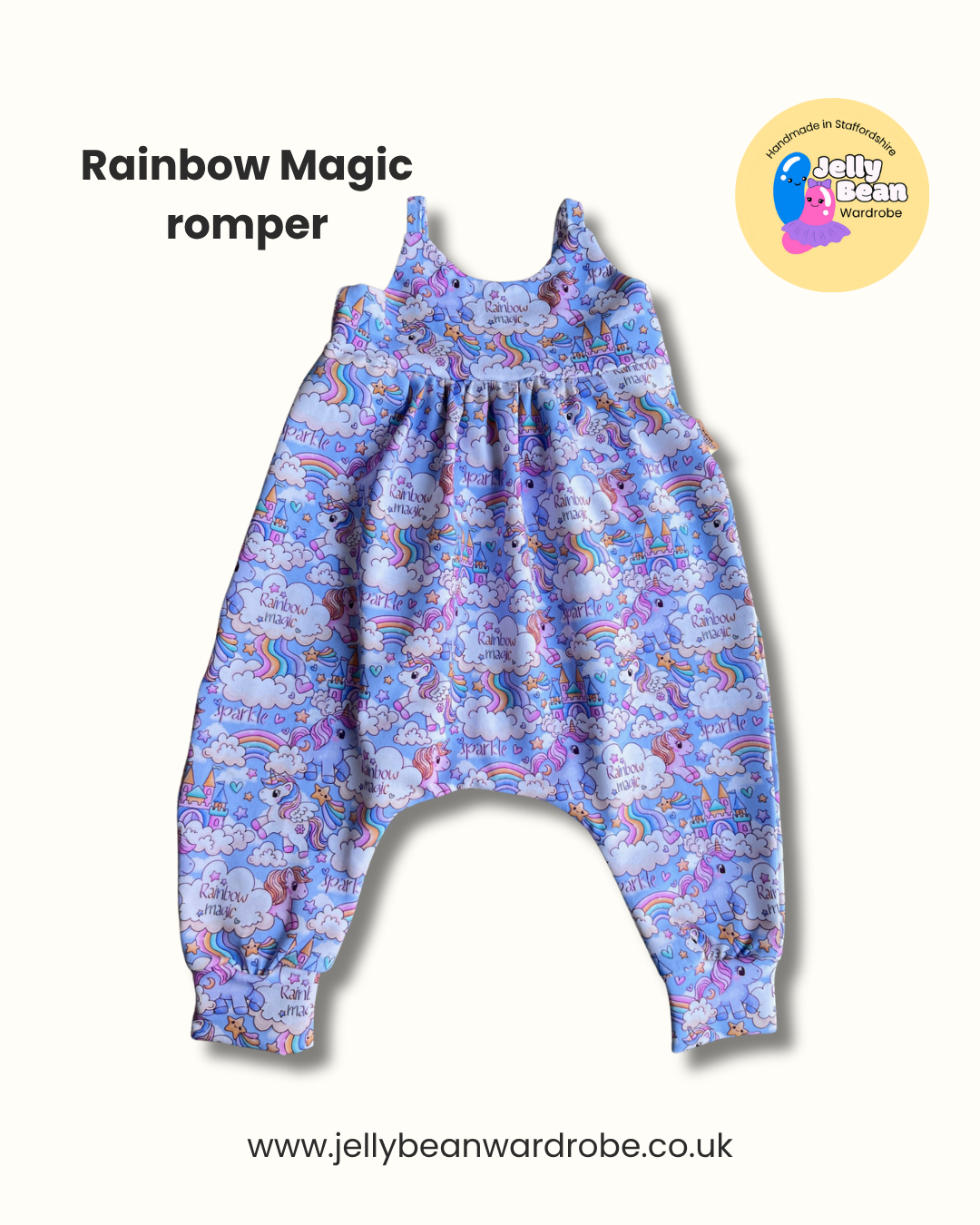 Rainbow Magic - Baby Unicorn Romper - Handmade UK