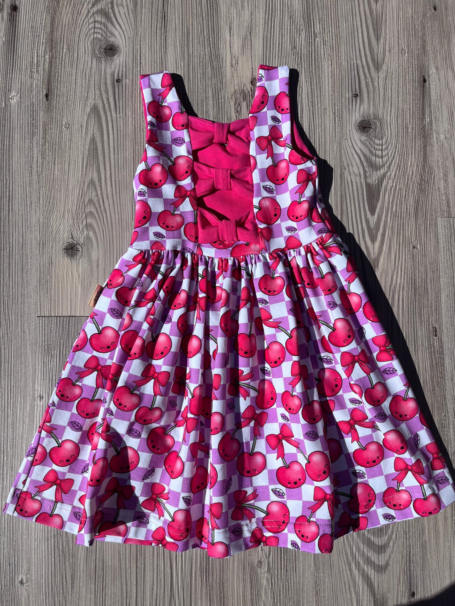 Beau Cheri Cherry Dress – Handmade Baby & Toddler Summer Dress UK | Bow Back Detail