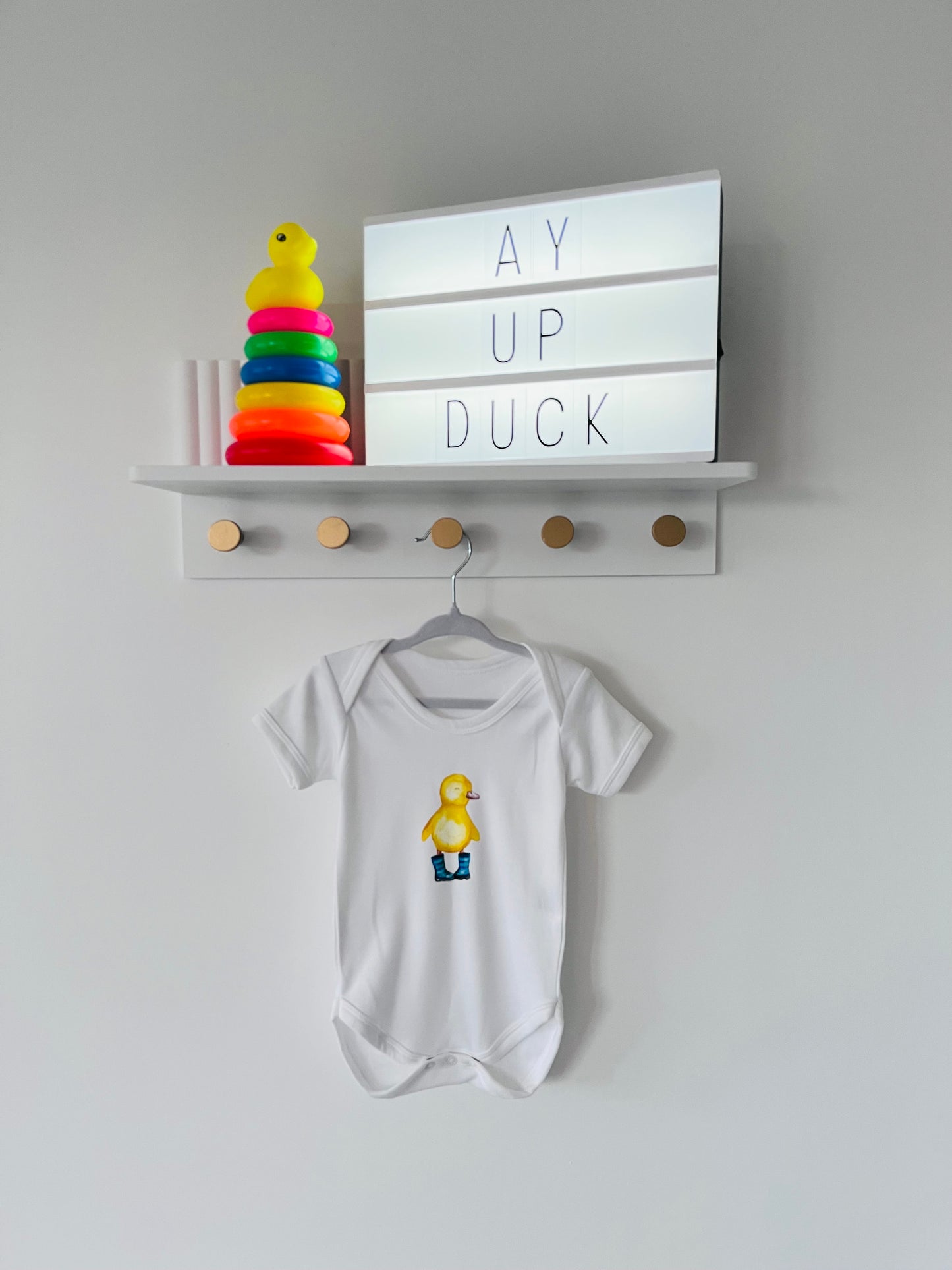 Blue Ducks In Wellies Baby and Toddler Baby Vest Ready To Ship