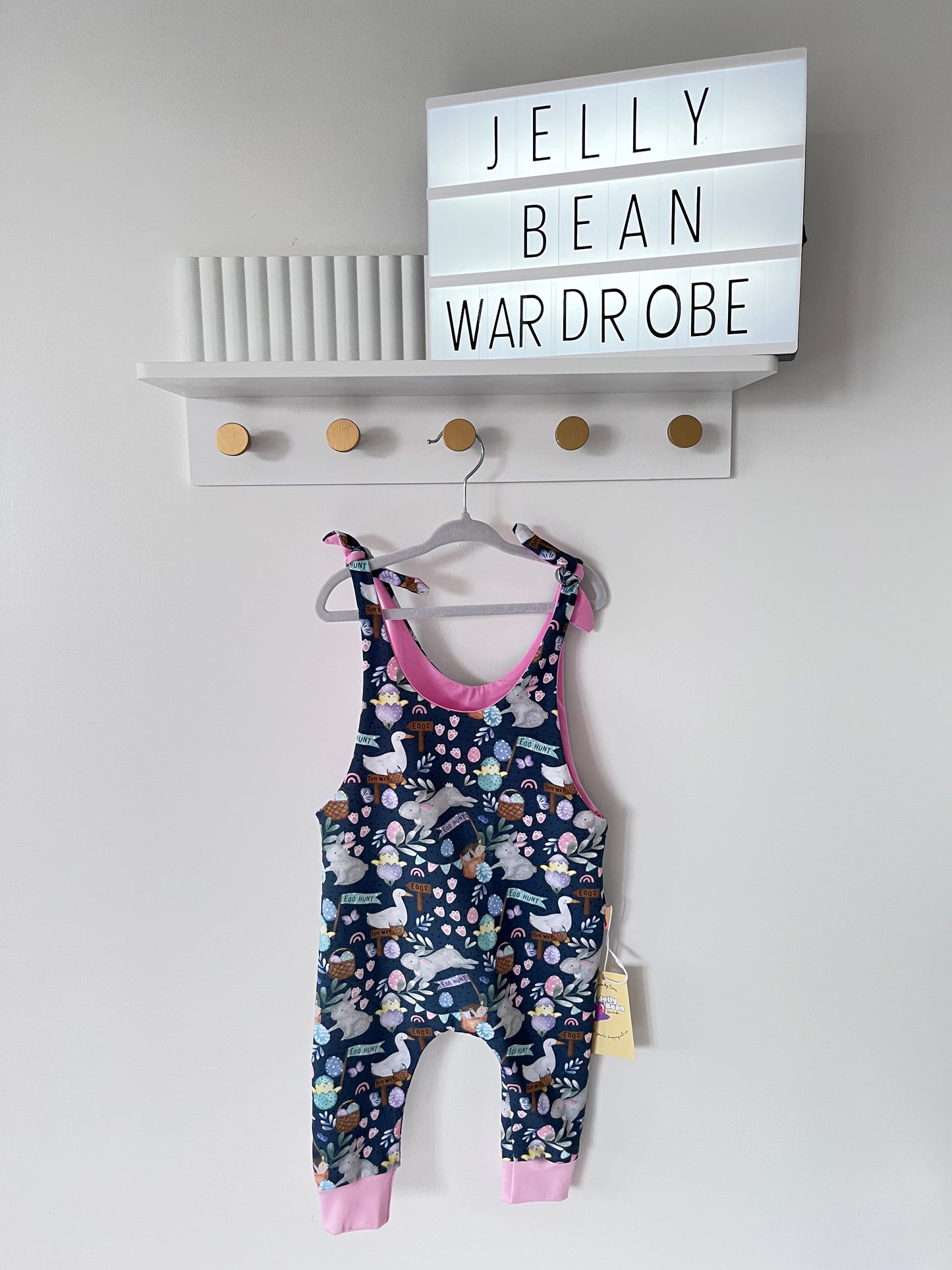 Easter Bunny Tie Strap Romper – Handmade Baby Outfit – Ready to Ship