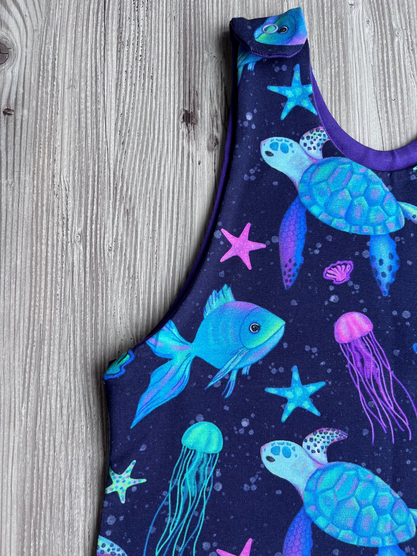 Ocean Baby Romper – Handmade Sea Life Print Outfit