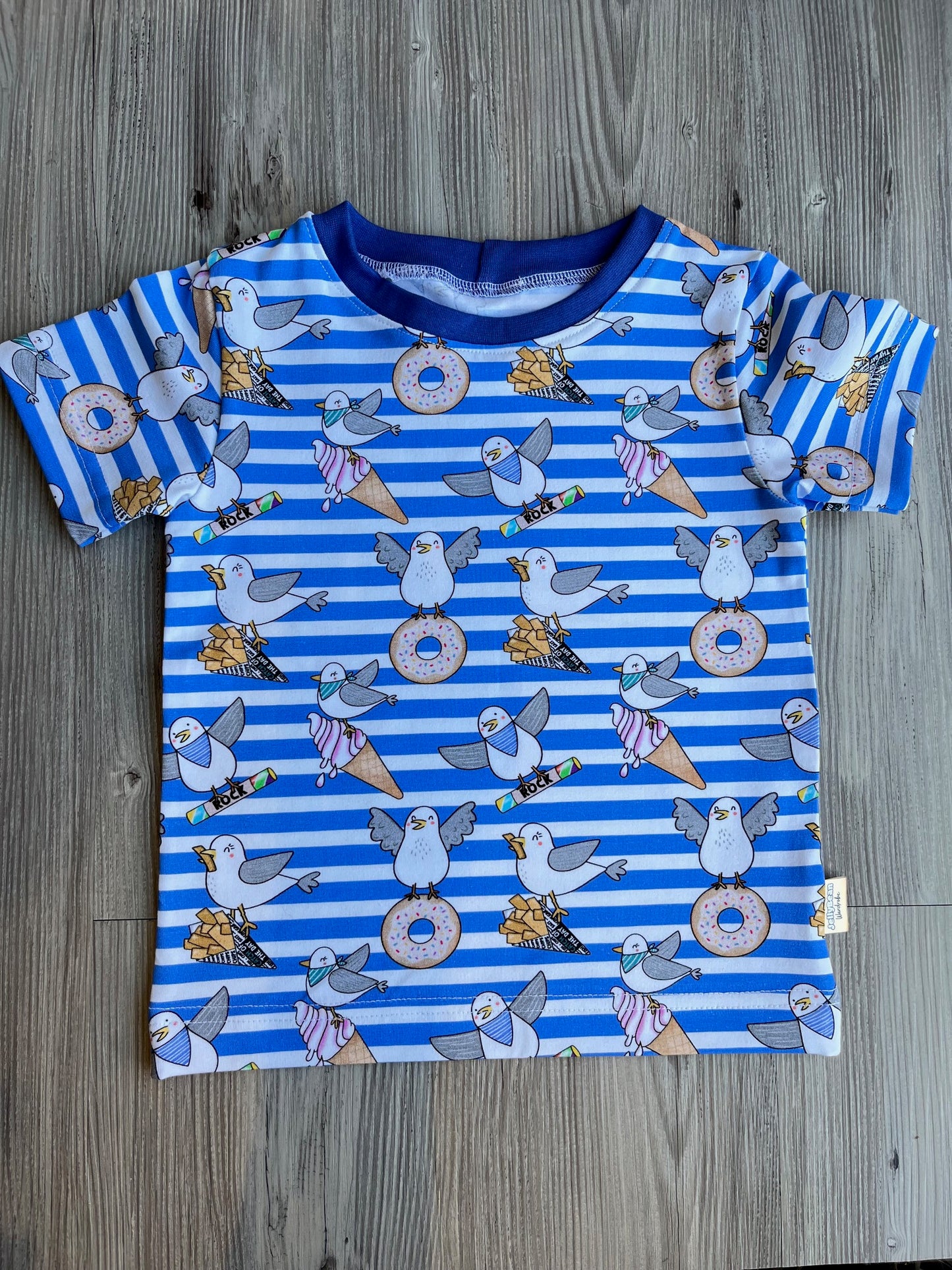 Kids T-Shirt Bright Summer Cotton Top – Seagull Snack Squad Handmade UK