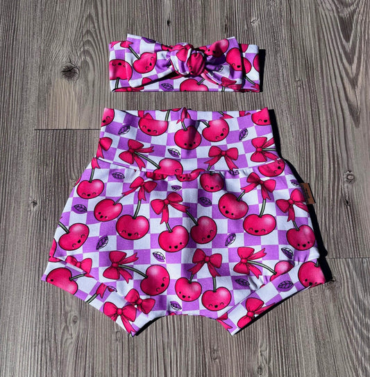 Beau Cheri Cherry Shorts & Headband Set – Handmade Baby & Toddler Outfit UK